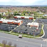 Strip center parking lot in Royersford, Pennsylvania